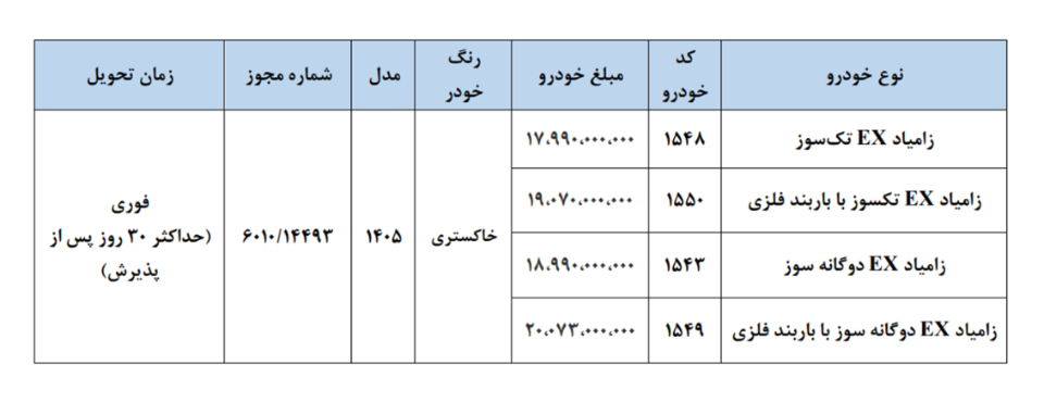 شرایط فروش زامیاد و ثبت نام وانت نیسان (1405)
