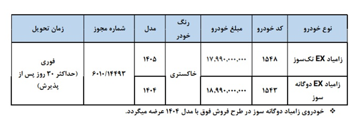 شرایط فروش زامیاد و ثبت نام وانت نیسان (1405)